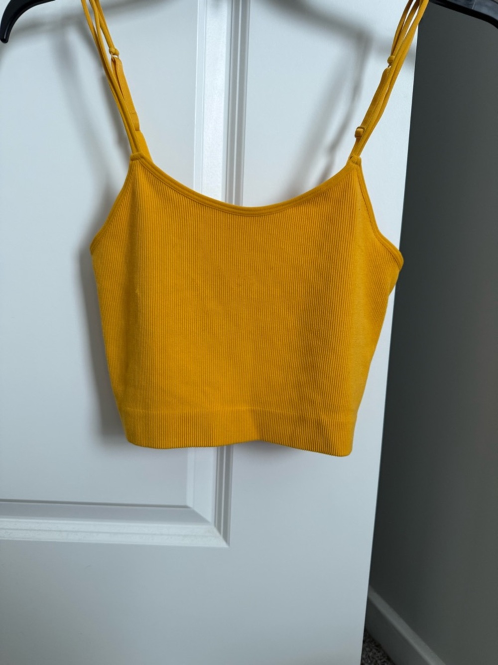 Women's Ribbed Yellow Cropped Tank Top